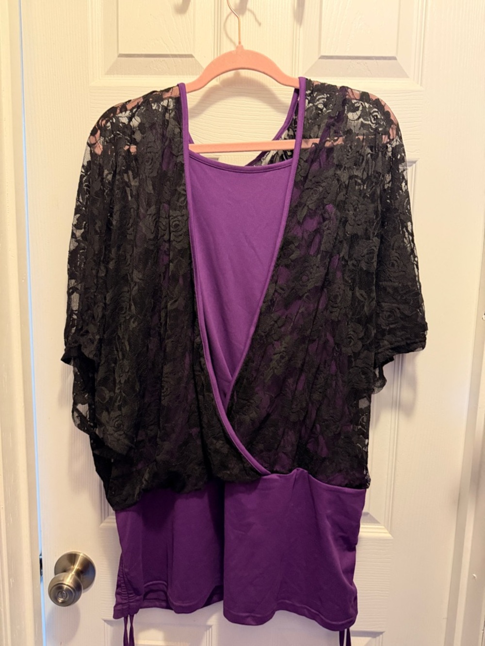 Purple Tank with Black Lace Overlay